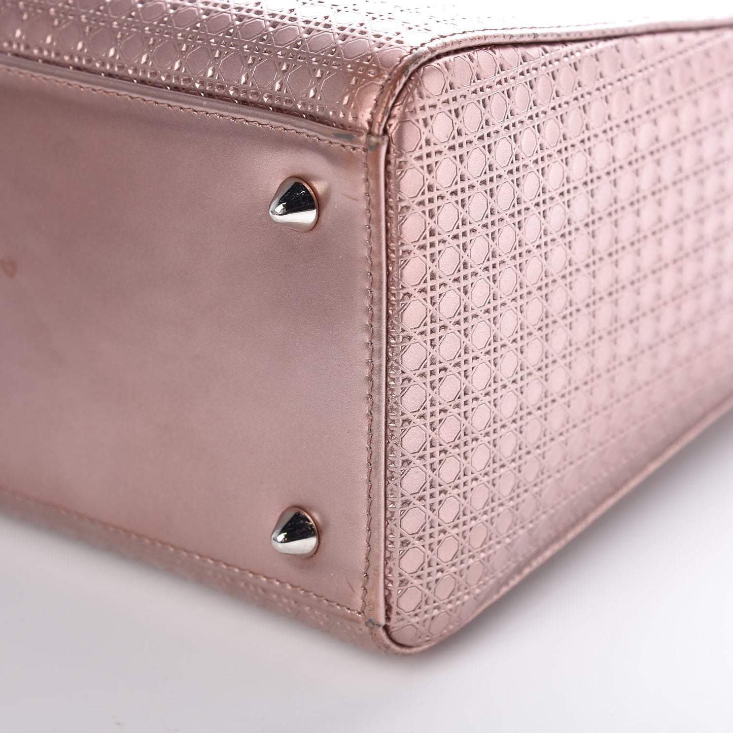 Metallic Patent Micro-Cannage Medium Lady Dior Pink