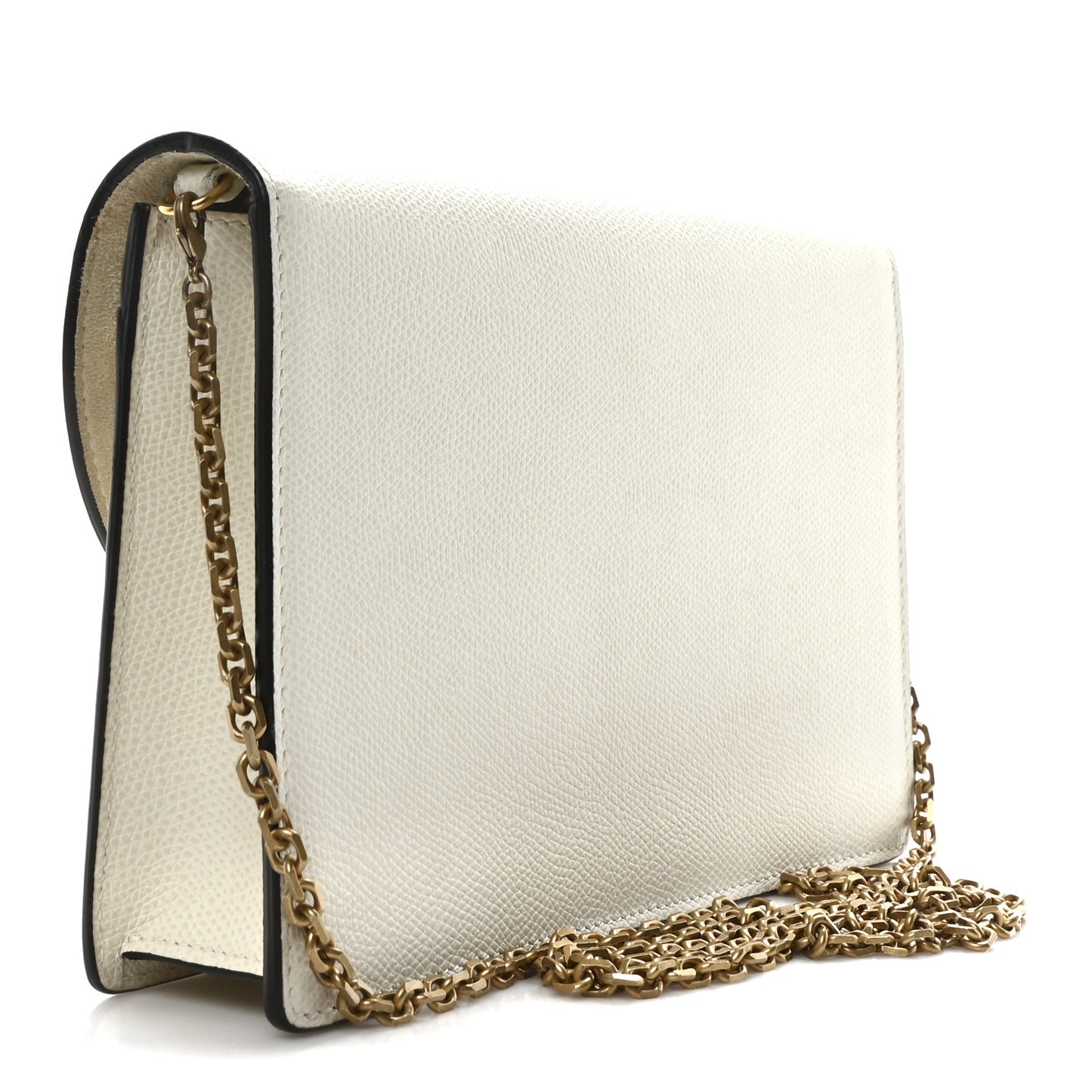 Grained Calfskin Saddle Chain Pouch Latte