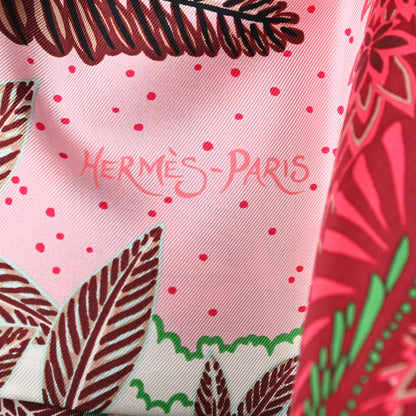Hermes Silk Wild Singapore Scarf 90 Rose Vert Bordeaux 5 of 5
