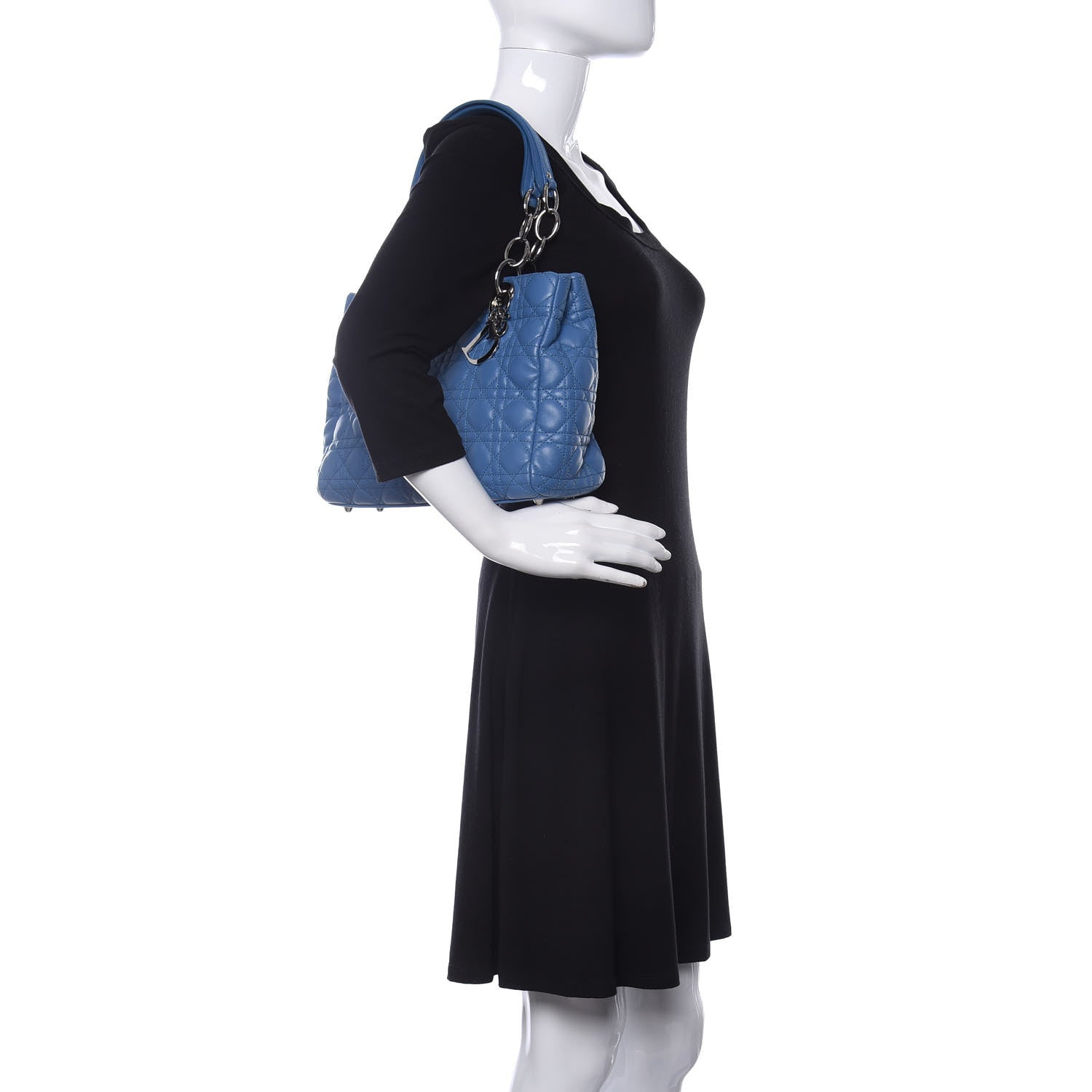 Christian Dior Lambskin Cannage Small Dior Soft Shopping Tote Blue 2 of 10