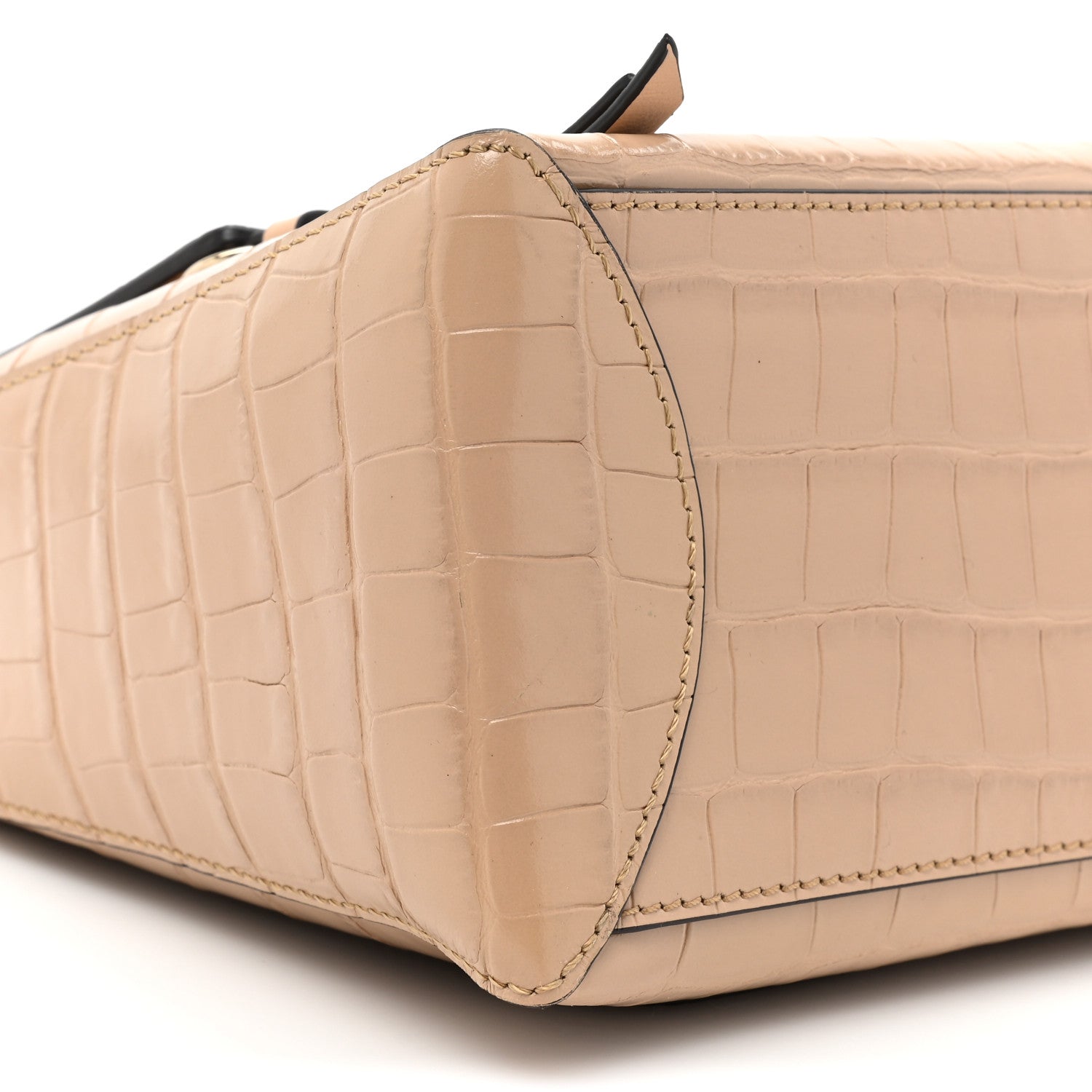 Chloe Calfskin Crocodile Embossed Small Faye Day Shoulder Bag Beige 9 of 12