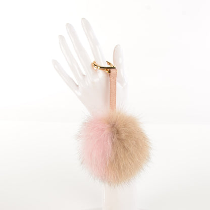 Fendi Fox Fur Vitello Elite Bi-Color Pom Pom Bag Charm Rosa Cammello Cipria 2 of 7