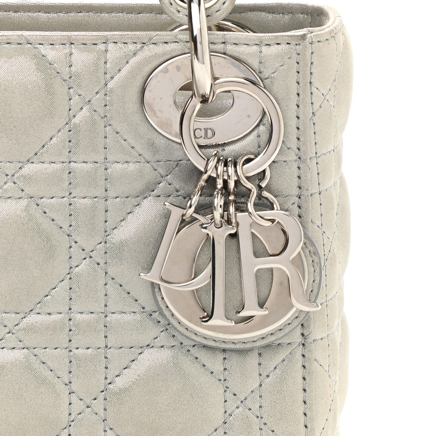 Christian Dior Metallic Nubuck Cannage Mini Lady Dior Silver 8 of 14