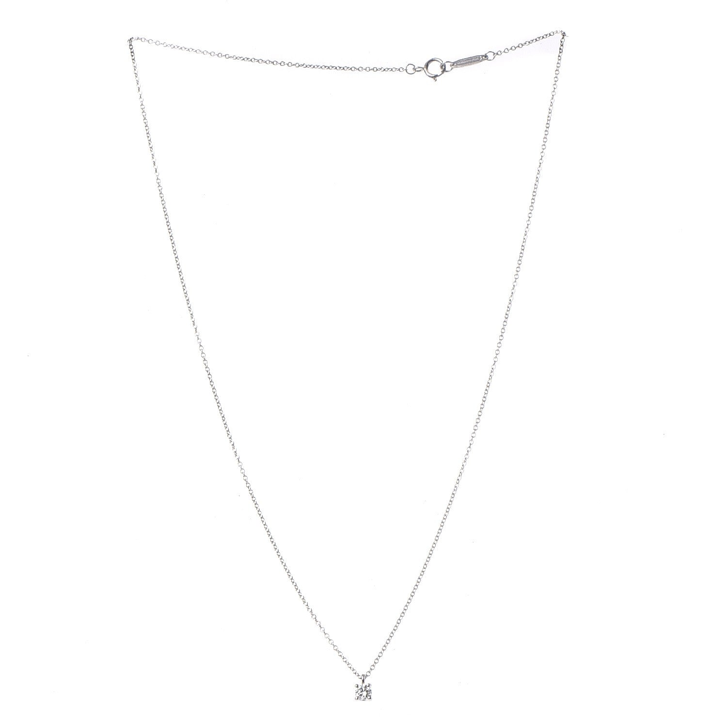 Tiffany Platinum Diamond .19ct Solitaire Pendant Necklace 3 of 7
