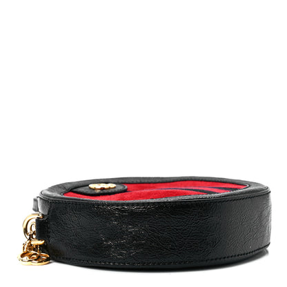Gucci Suede Patent Web Mini Ophidia Round Shoulder Bag Hibiscus Red Black 5 of 13