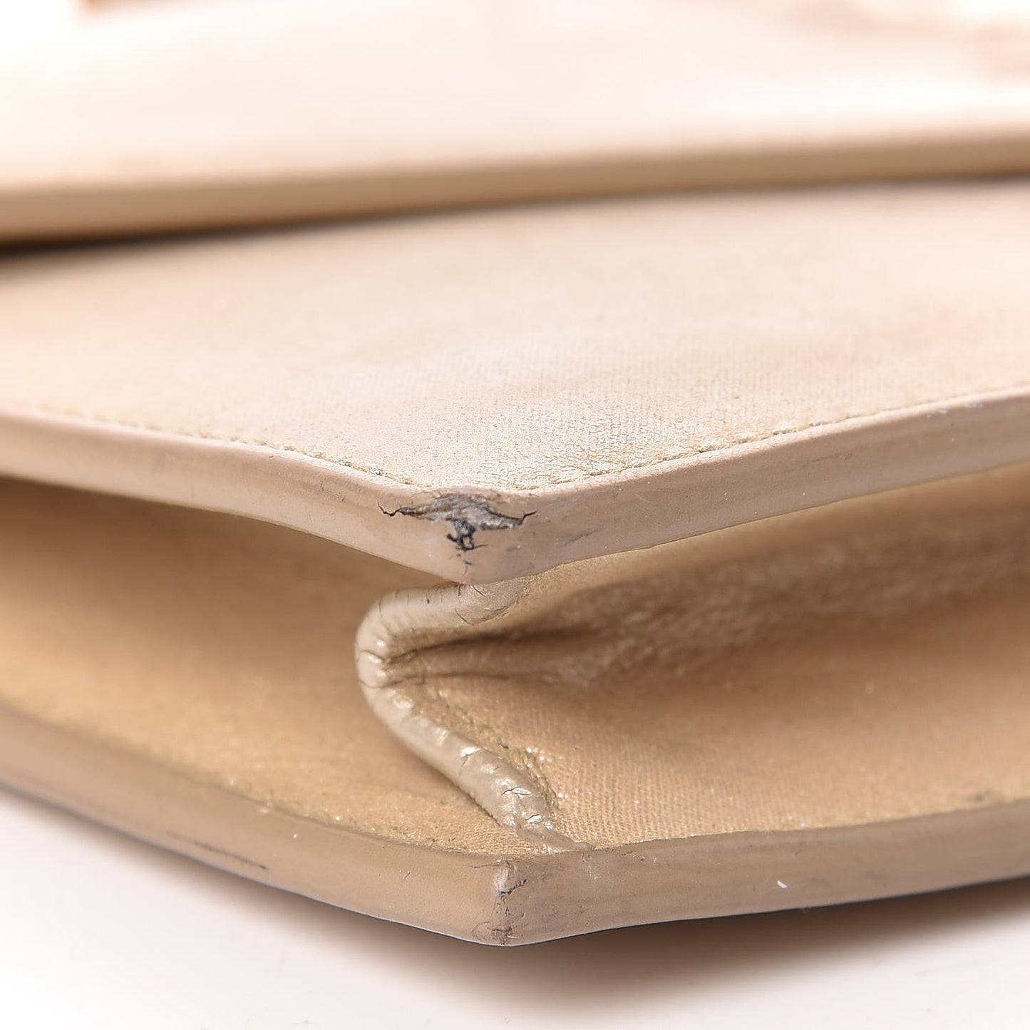 Metallic Fabric Monogram Envelope Chain Wallet Light Gold