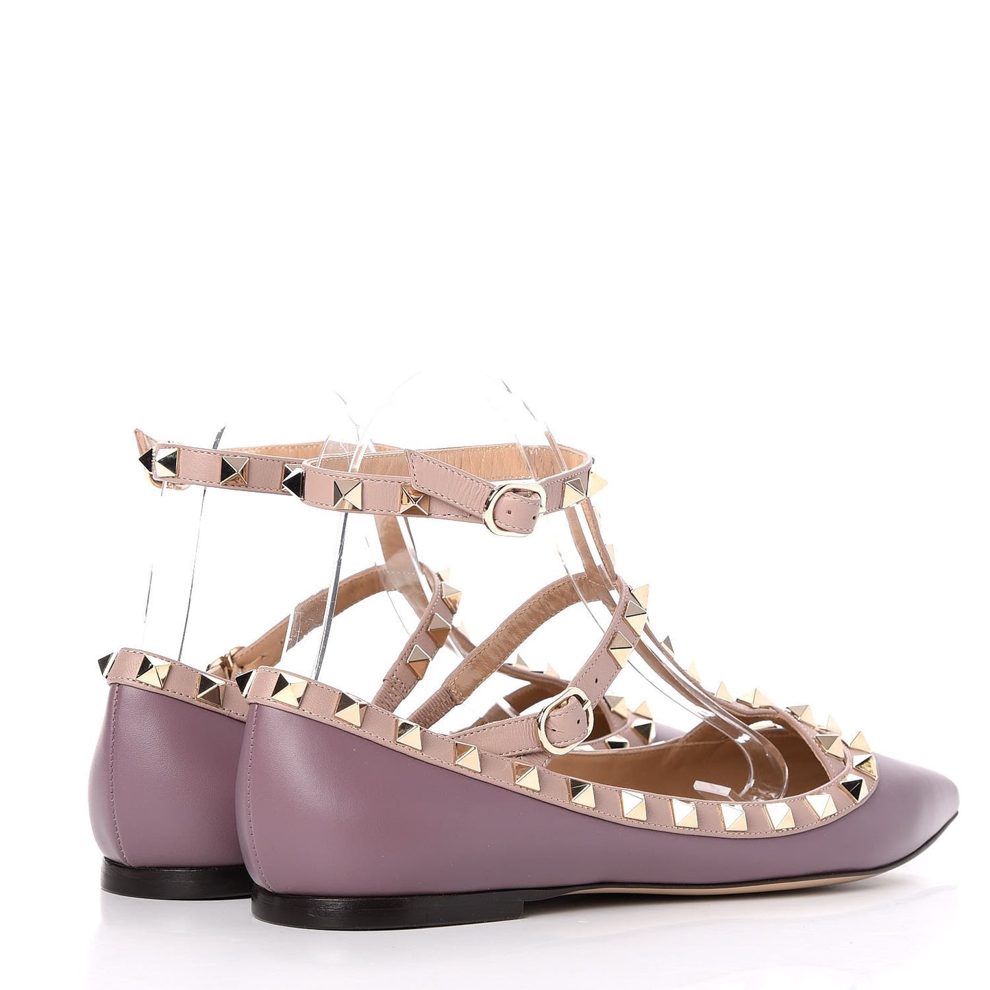 Nappa Rockstud Cage Ballerina Flats 38.5 Dark Mauve Poudre