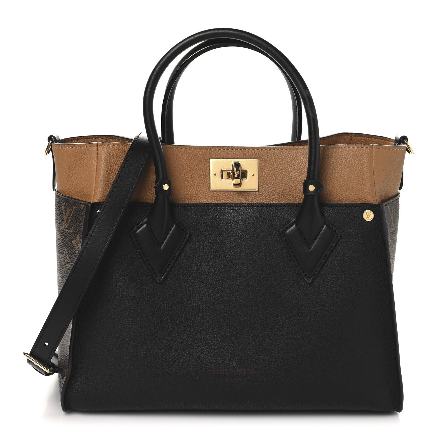 Louis Vuitton Calfskin Monogram On My Side MM Black 1 of 12