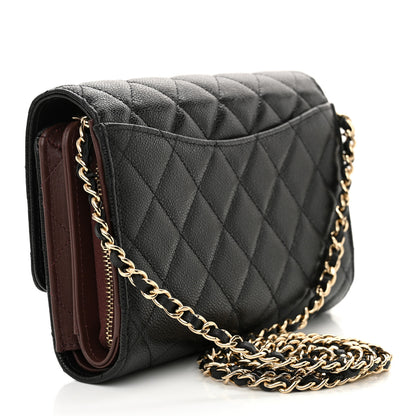 Chanel Caviar Quilted Compact Wallet On Chain WOC Black 4 of 13