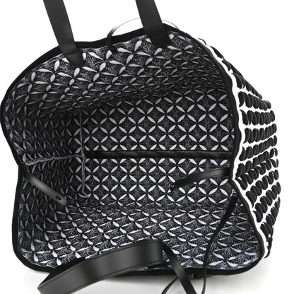 Alaia Calfskin Maille Macro Petale Cabas Tote Black White 6 of 9