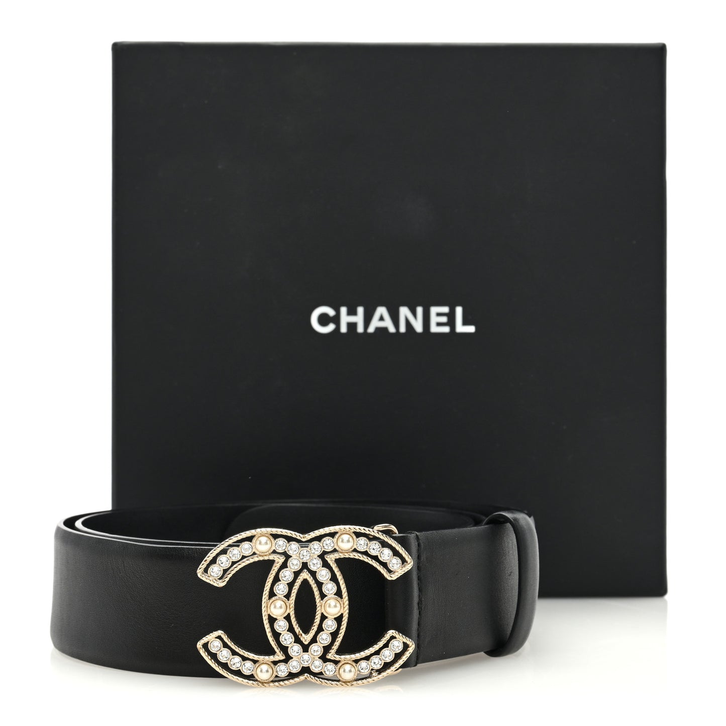 Pearl Crystal Sparkling Pearls CC Belt 90 36 Black