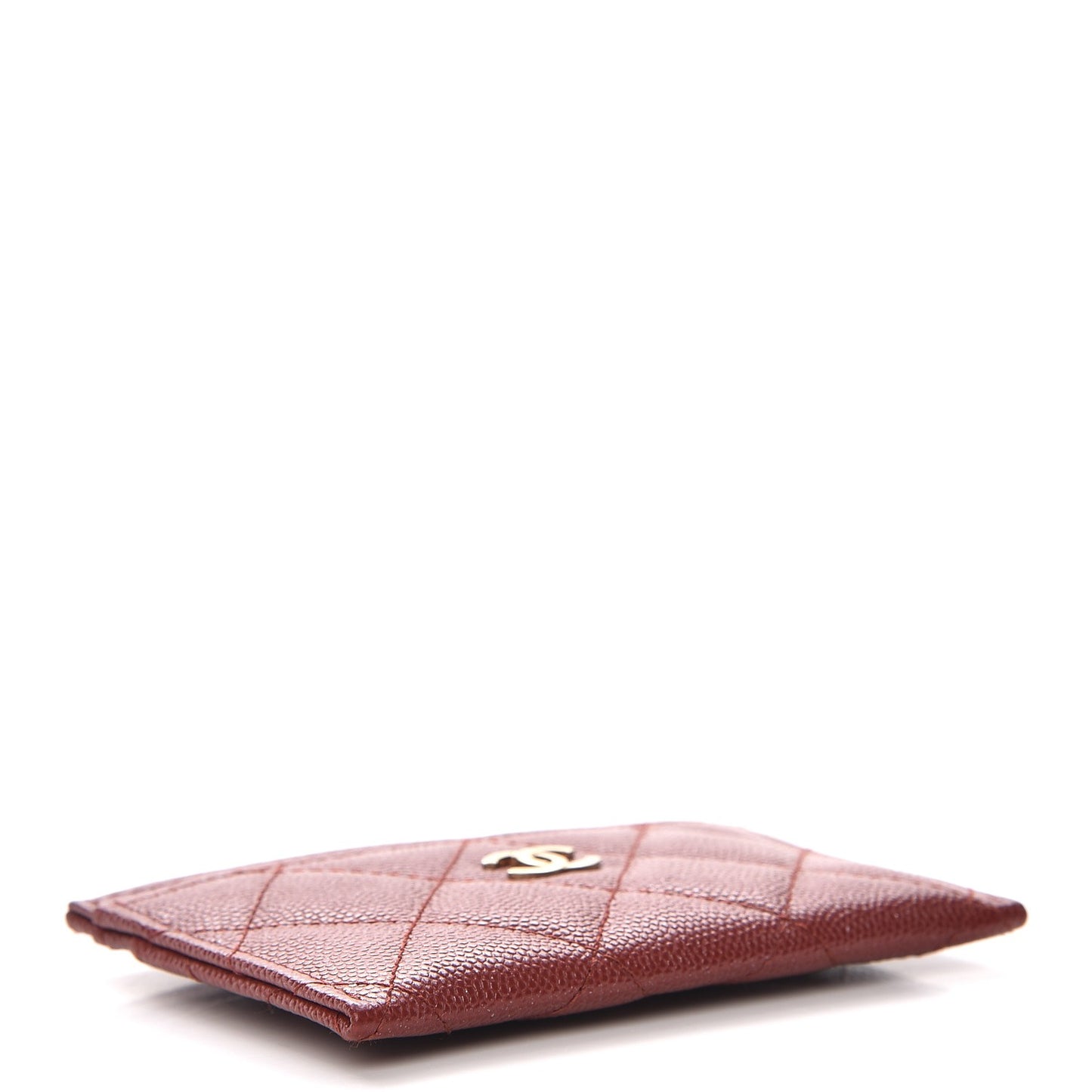 Caviar Quilted Card Holder Dark Red
