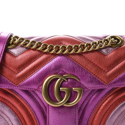 Gucci Metallic Calfskin Matelasse Mini GG Marmont Shoulder Bag Fuchsia 10 of 10