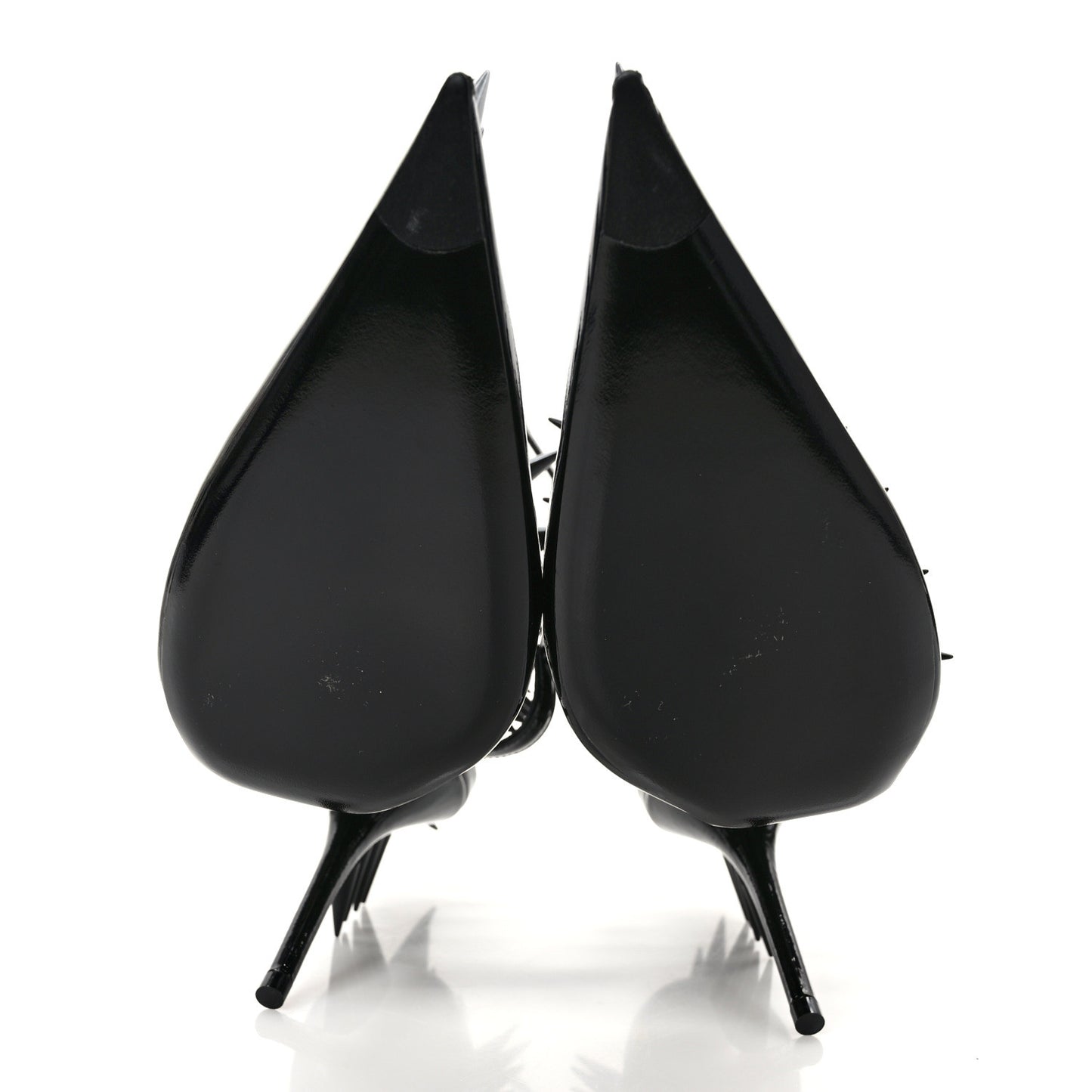 Glossy Calfskin Spiked Pumps 40.5 Black