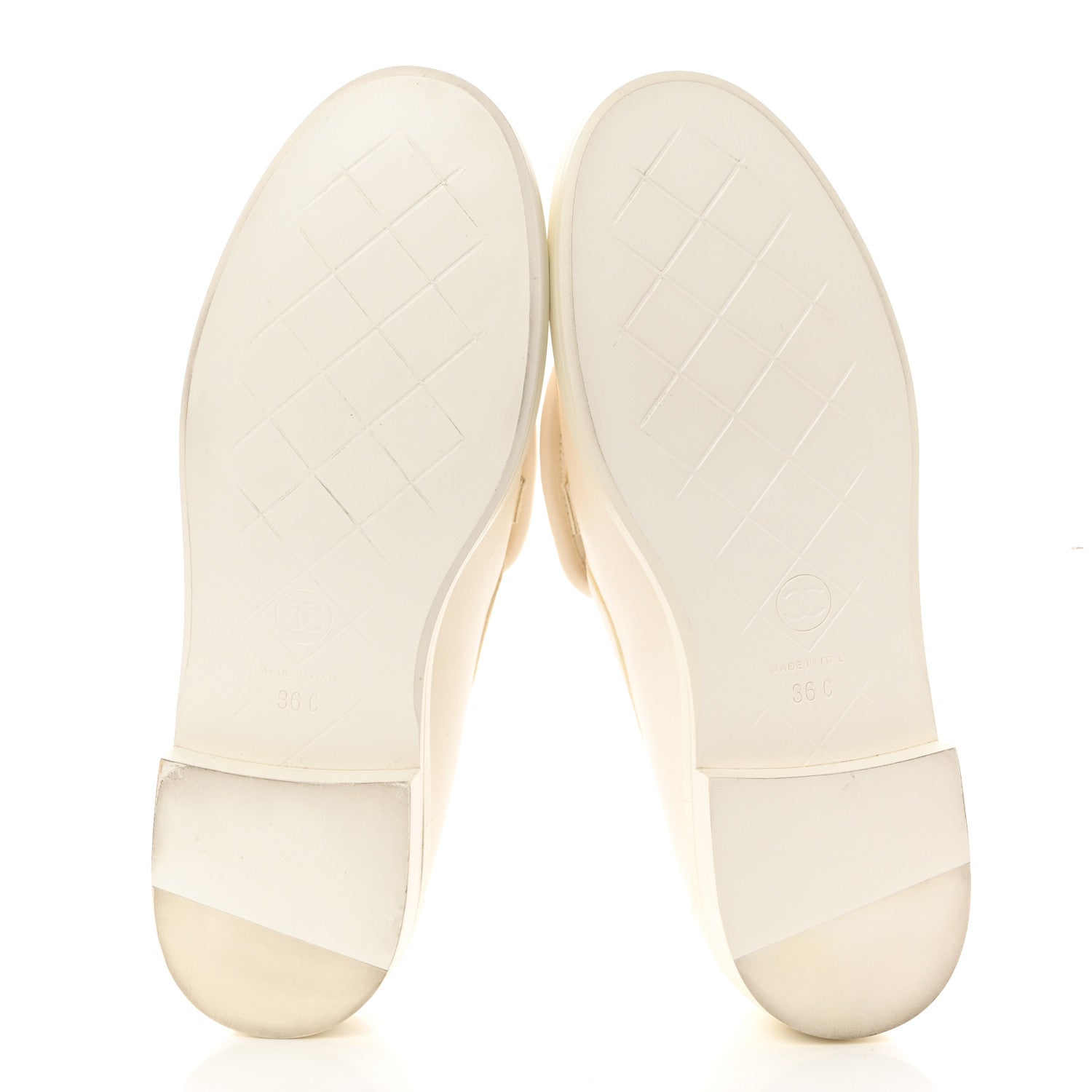 Chanel Shiny Lambskin Quilted CC Turnlock Loafers 36 White 5 of 10