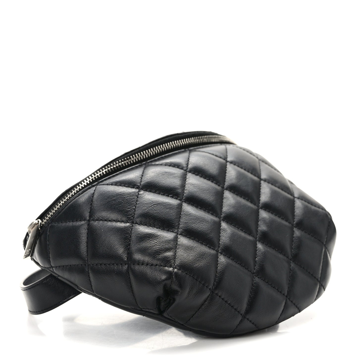 Calfskin Quilted Waist Belt Bag Black
