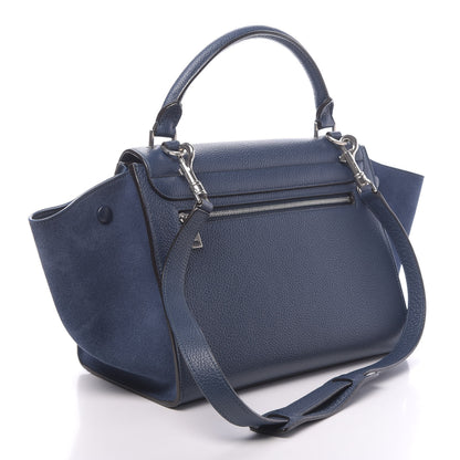 Celine Drummed Calfskin Suede Small Trapeze Ocean Blue 4 of 12