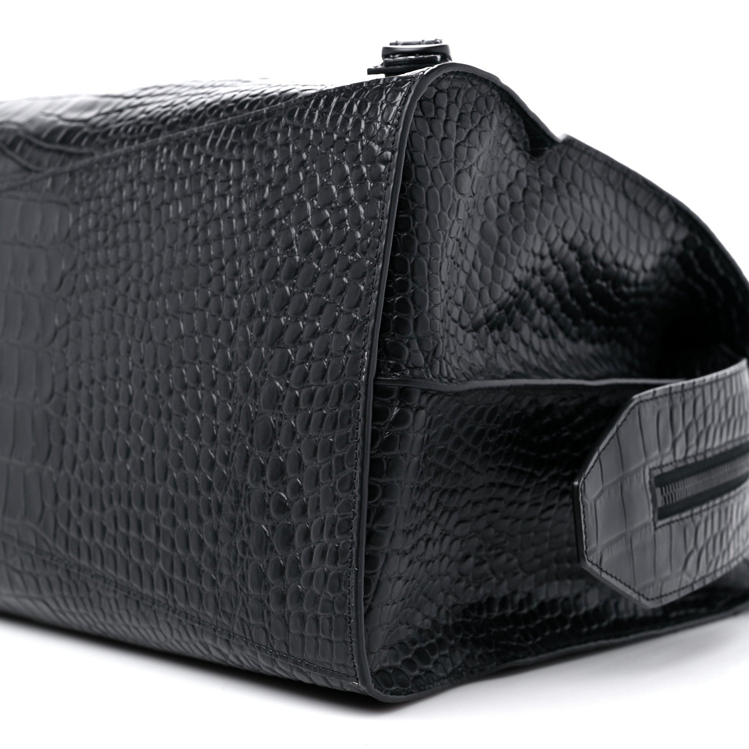 Balenciaga Semi Matte Calfskin Crocodile Embossed Neo Classic Black Hardware Large City Black 8 of 8