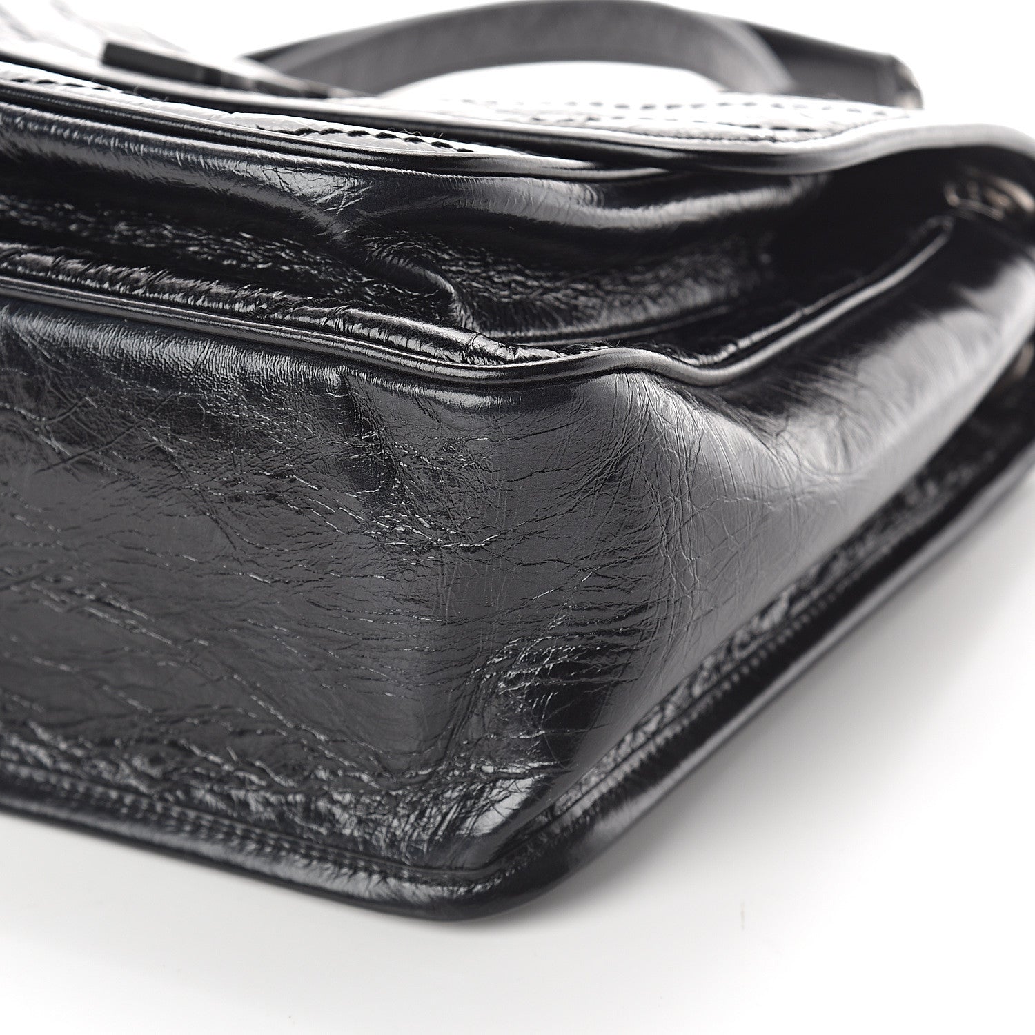 Saint Laurent Crinkled Calfskin Matelasse Monogram Medium Niki Chain Satchel Black 8 of 8
