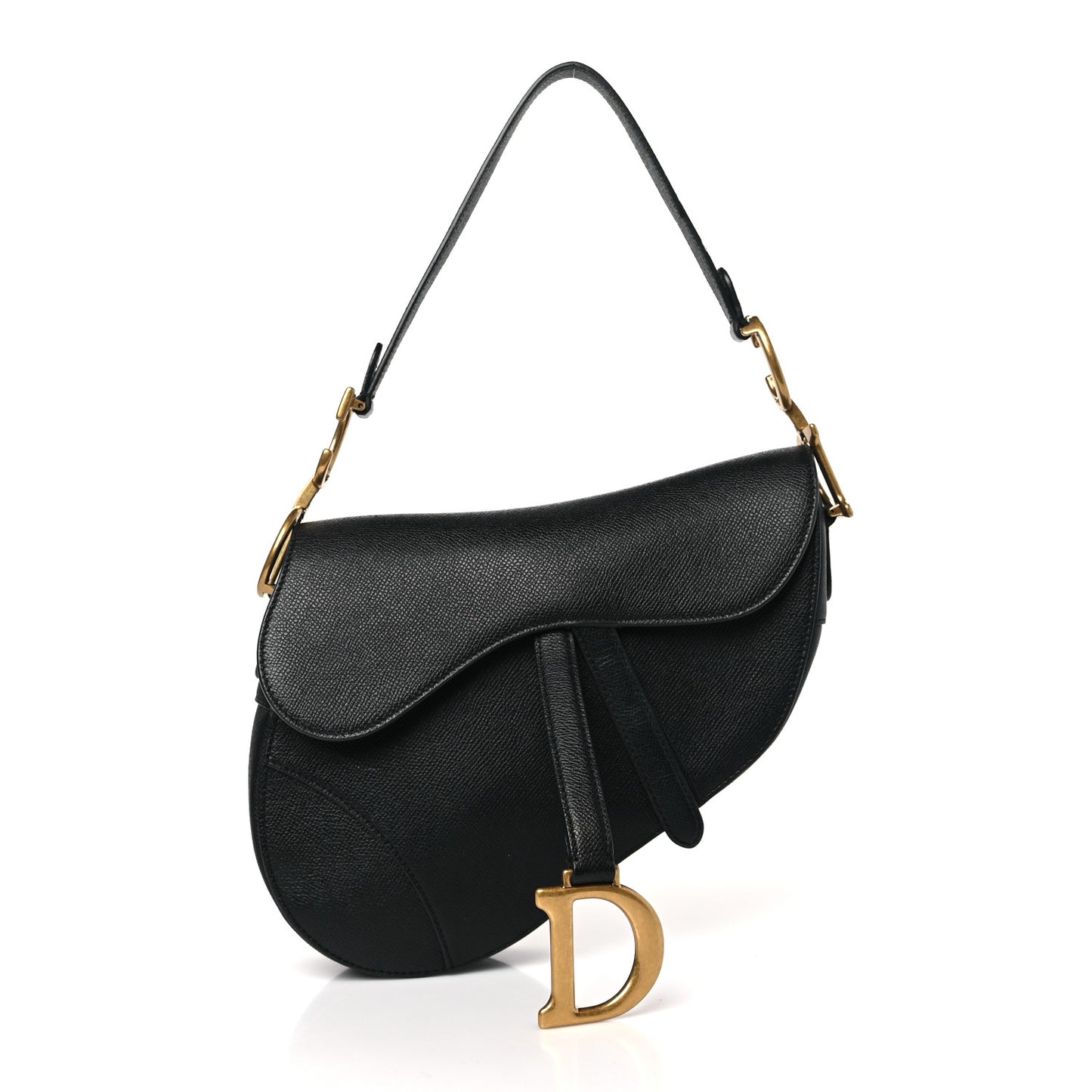Grained Calfskin Saddle Bag Black