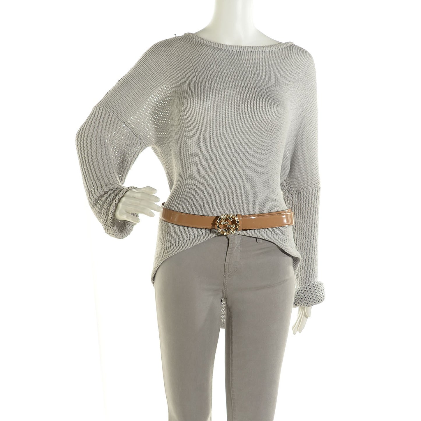 Leather Crystal Pearl Interlocking G Belt 95 38 Rose Beige