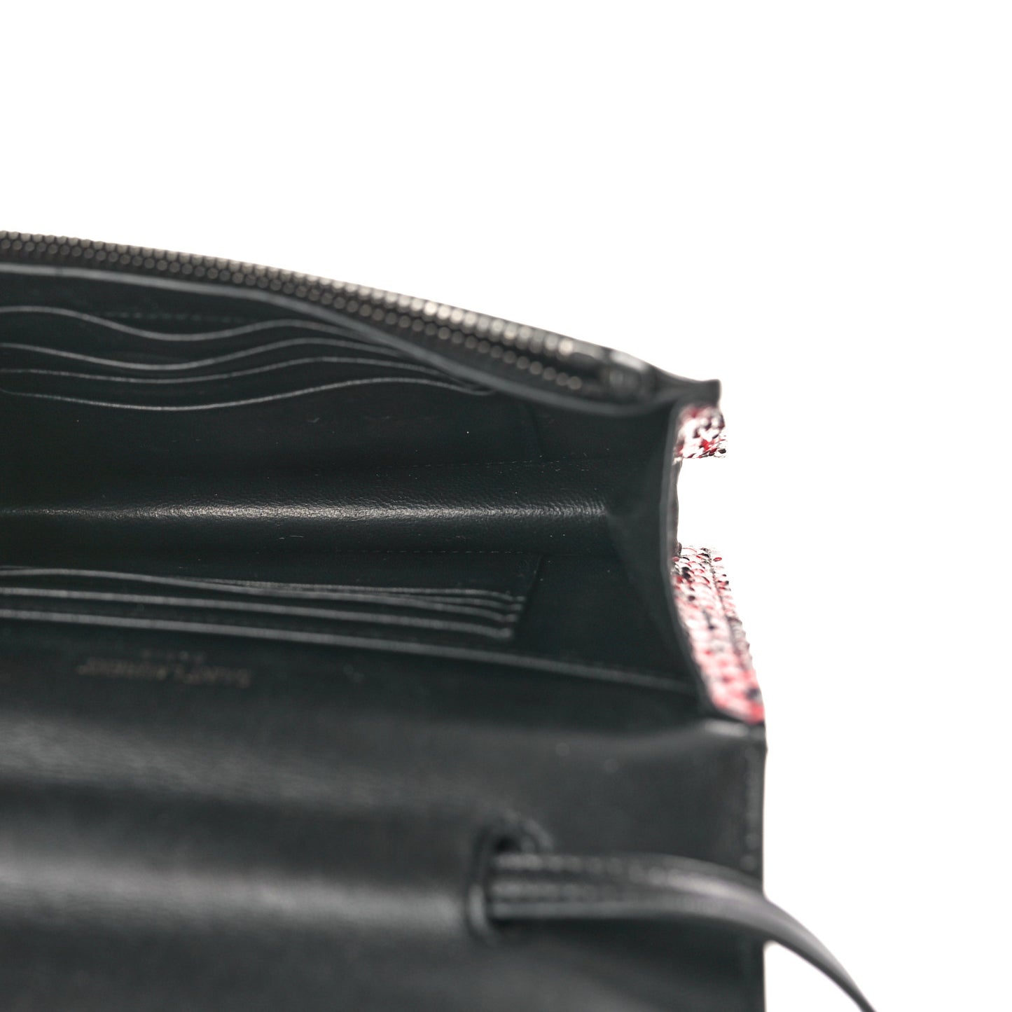 Snakeskin Monogram Toy Kate Strap Wallet Black Red