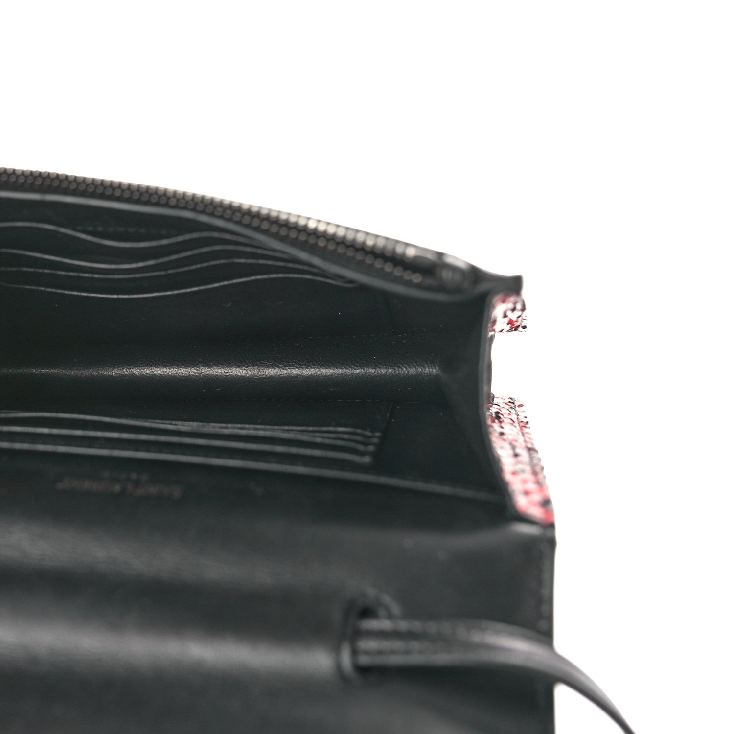 Saint Laurent Snakeskin Monogram Toy Kate Strap Wallet Black Red 5 of 12