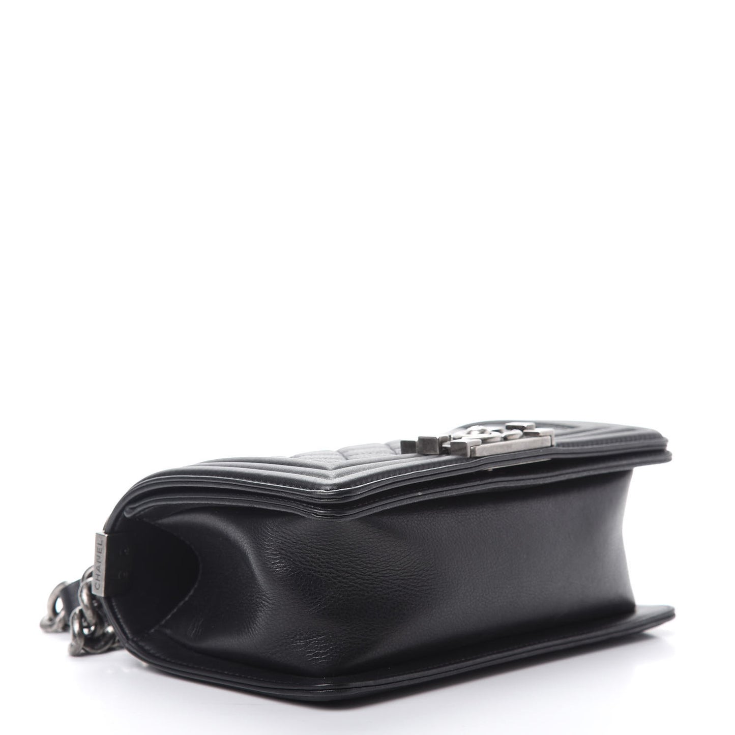 Calfskin Quilted Small Boy Flap Black