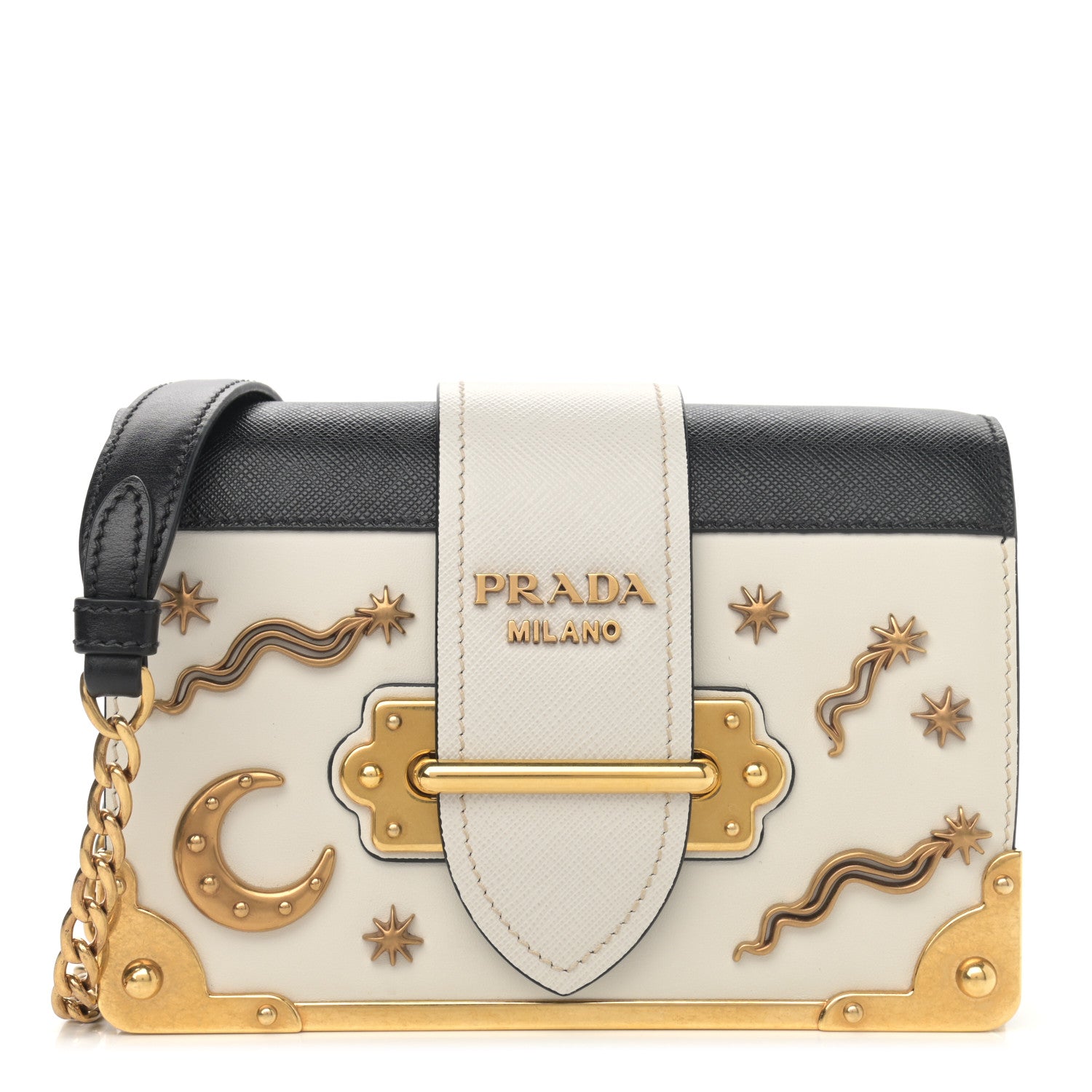 Prada City Calf Saffiano Astrology Cahier Bag Talco Black 1 of 9