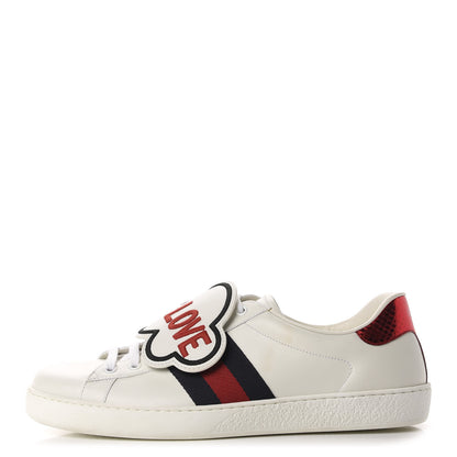 Gucci Calfskin Ayers Web Blind for Love Embroidered Mens Ace Sneakers 10 White 1 of 10