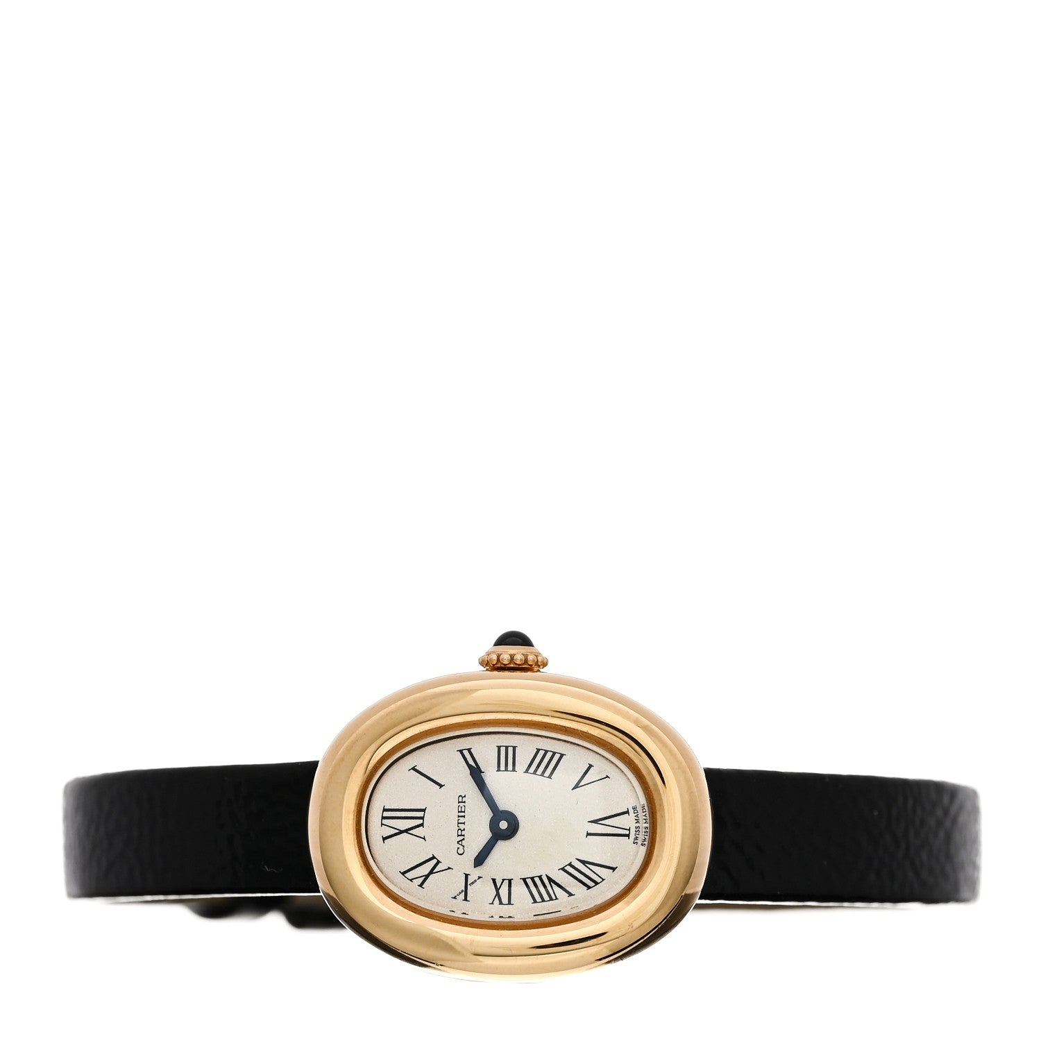 Cartier 18K Yellow Gold Calfskin 18mm Baignoire Quartz Watch 2 of 5
