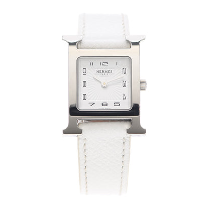 Hermes Stainless Steel Epsom 21mm Heure H Hour Quartz Watch Blanc 1 of 4
