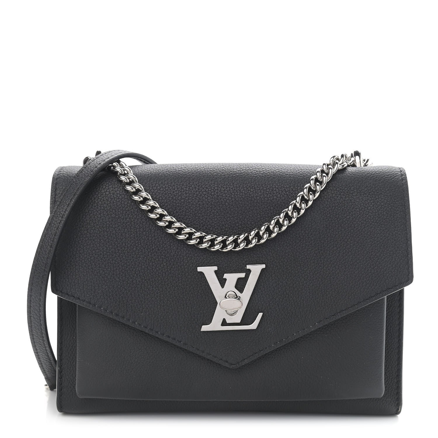Louis Vuitton Soft Calfskin Mylockme Chain Bag BB Black 1 of 14