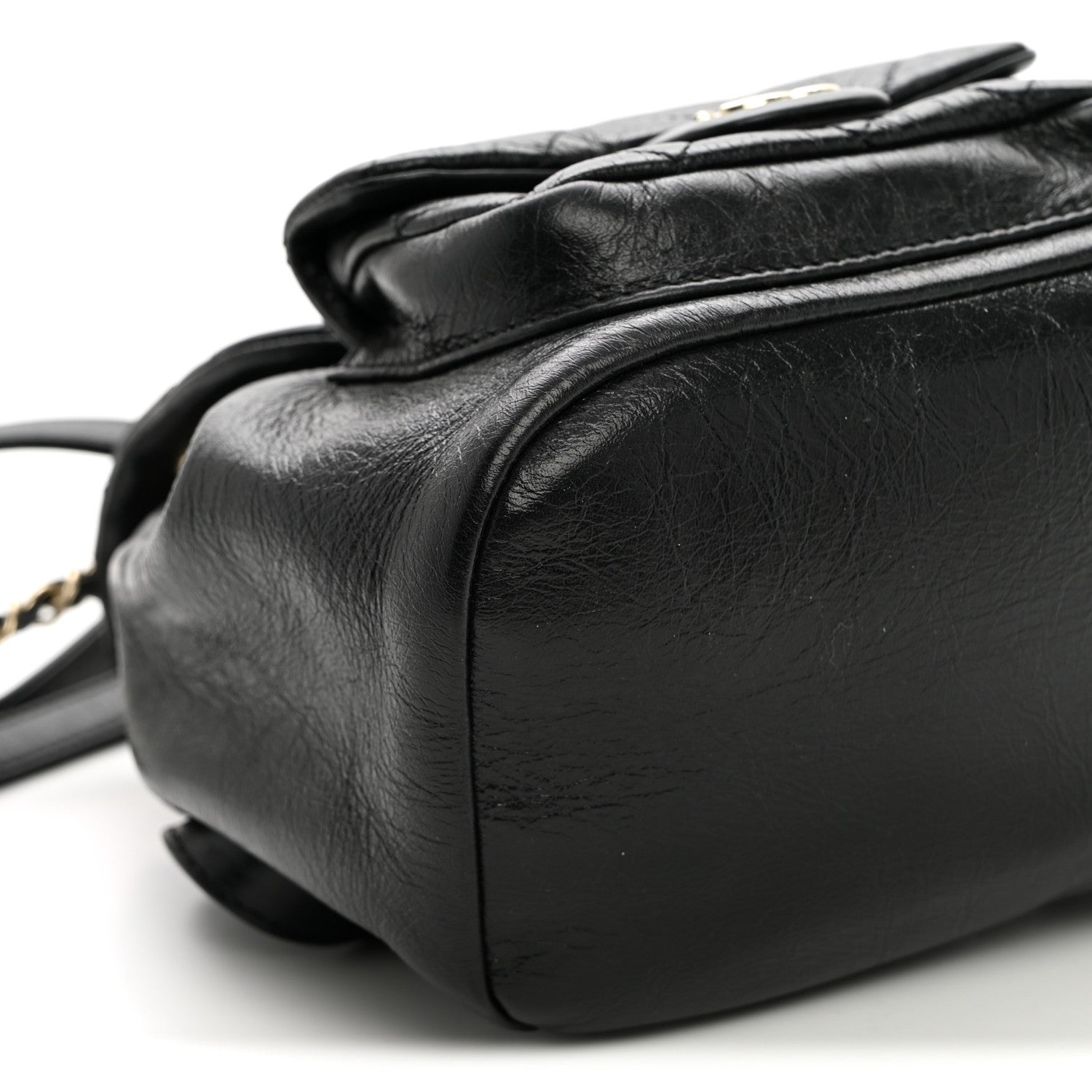 Chanel Glazed Aged Calfskin Quilted Small Duma Drawstring Backpack Black 9 of 10
