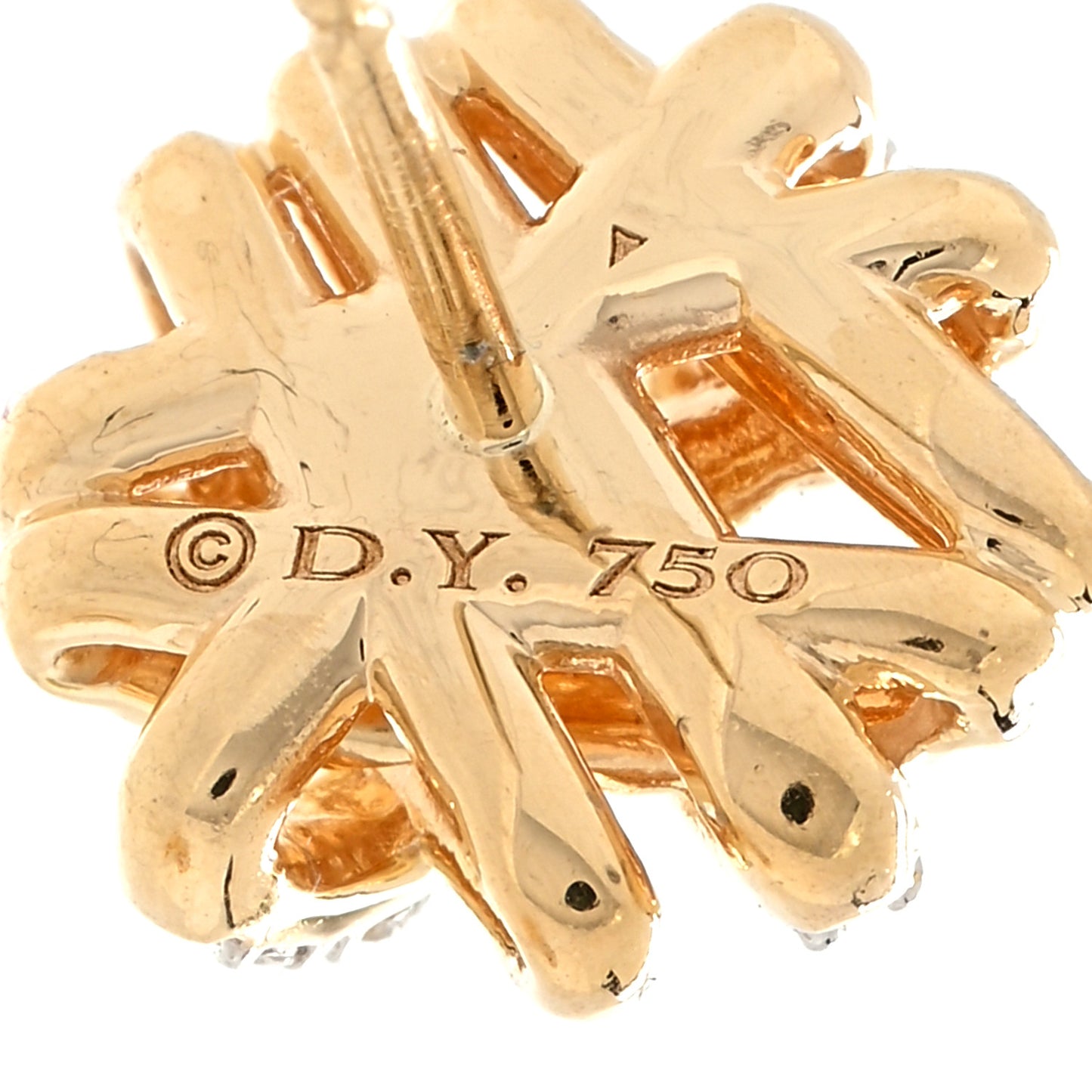 18K Yellow Gold Diamond 11mm Crossover Stud Earrings