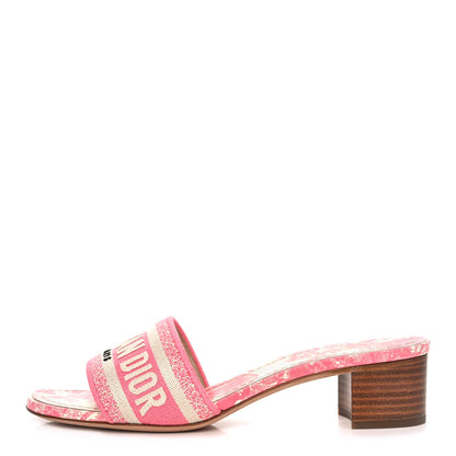 Christian Dior Cotton Toile de Jouy Embroidered Dway 55mm Slide Sandals 37 Off White Pink 1 of 9