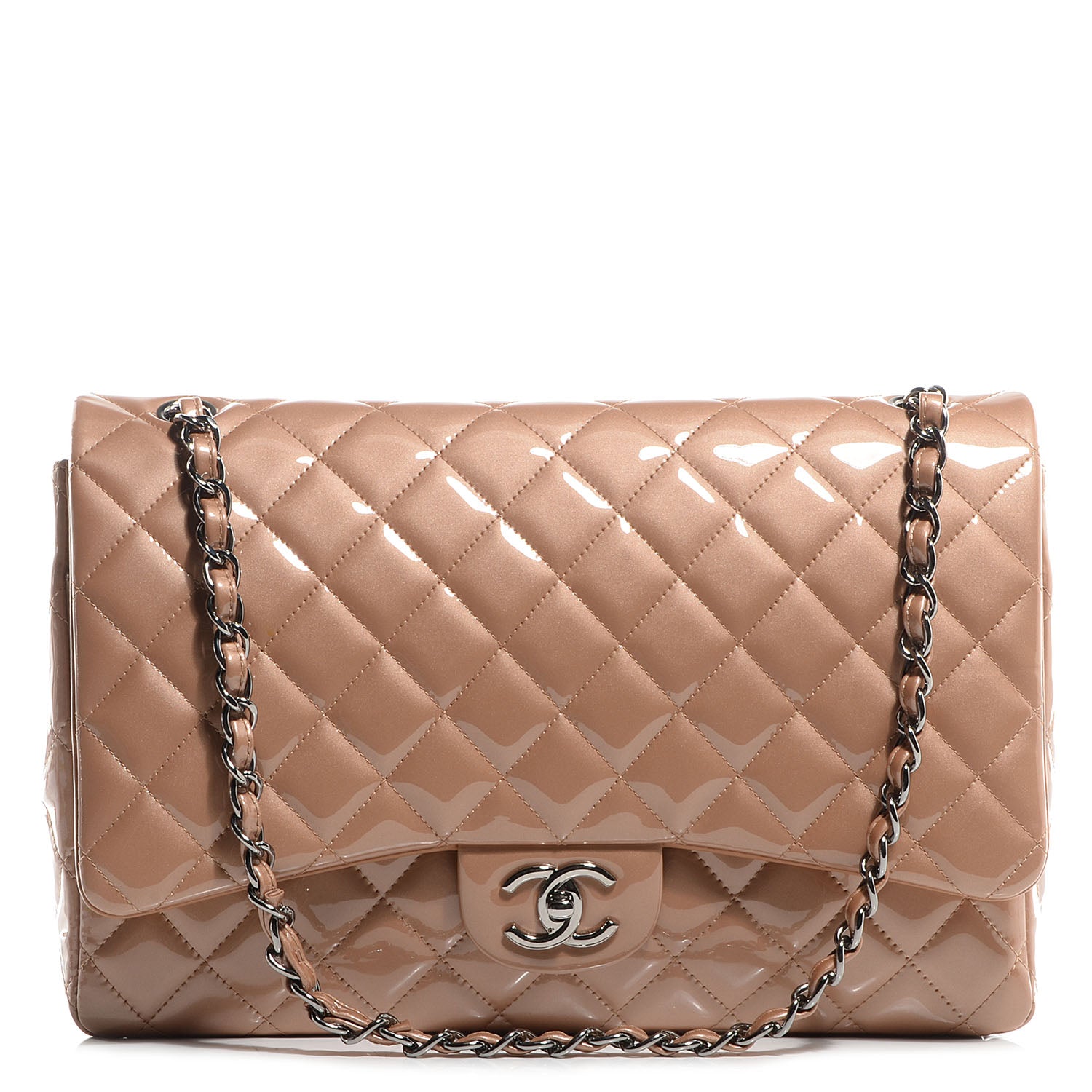 Chanel Patent Maxi Double Flap Light Brown 1 of 11