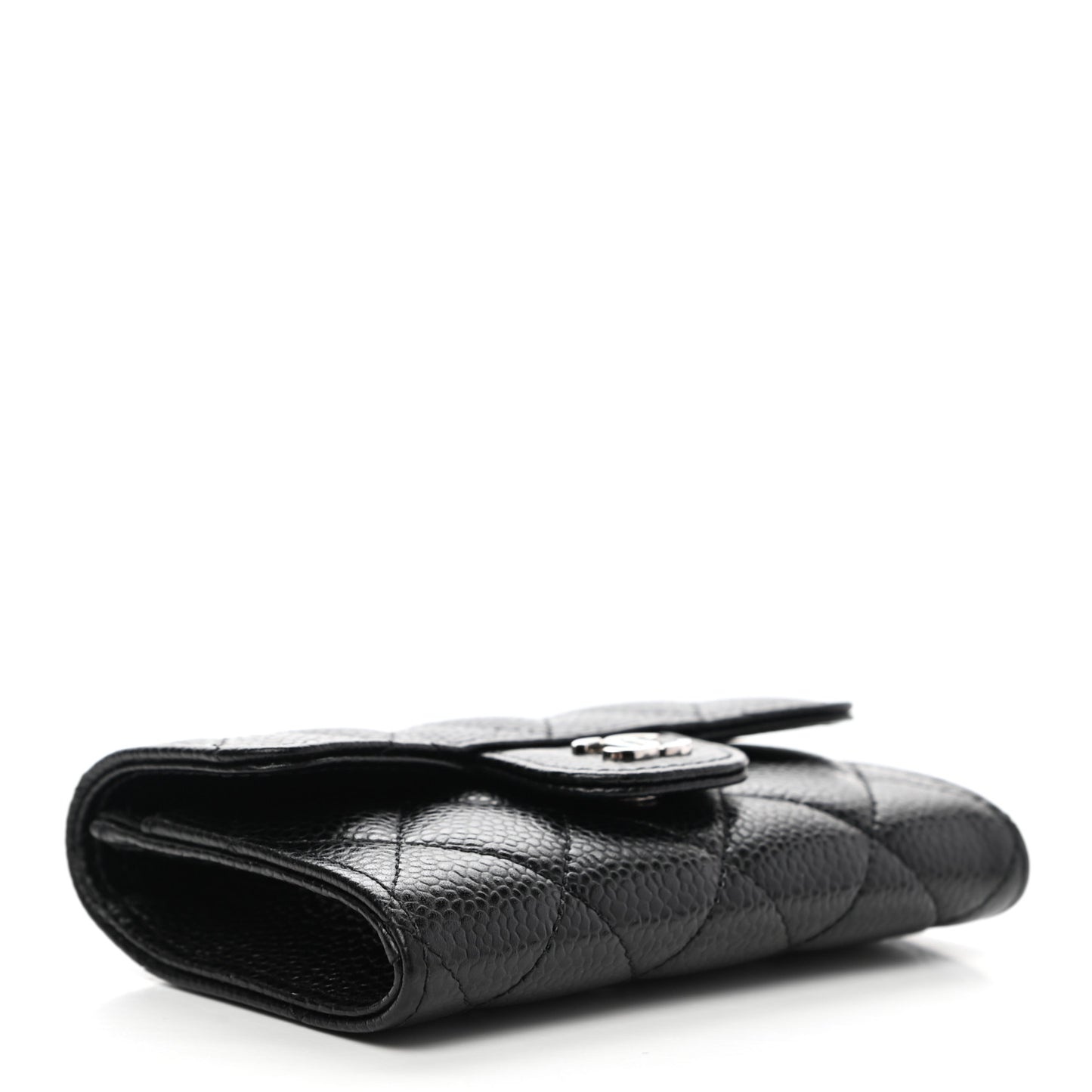 Caviar Quilted Flap Card Holder Black