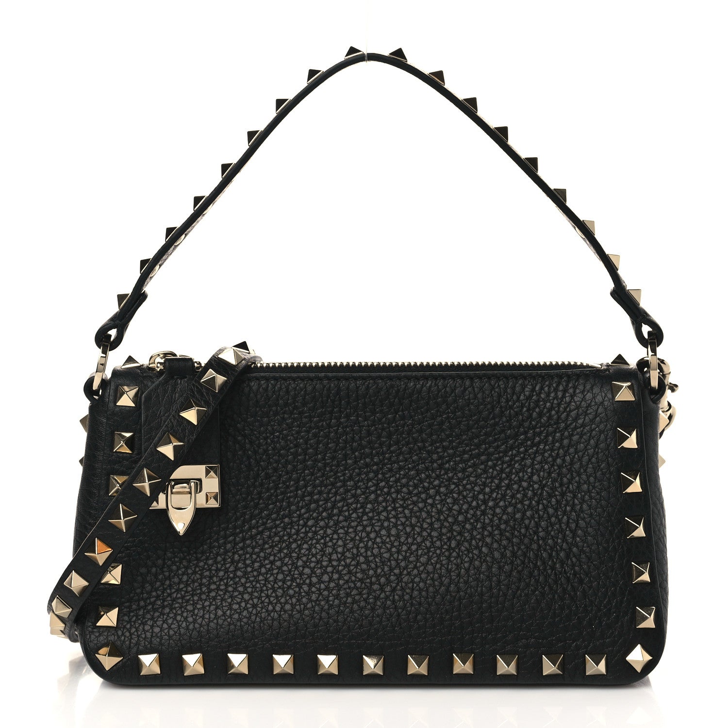 Valentino Garavani Grained Calfskin Small Rockstud Crossbody Bag Black 1 of 8