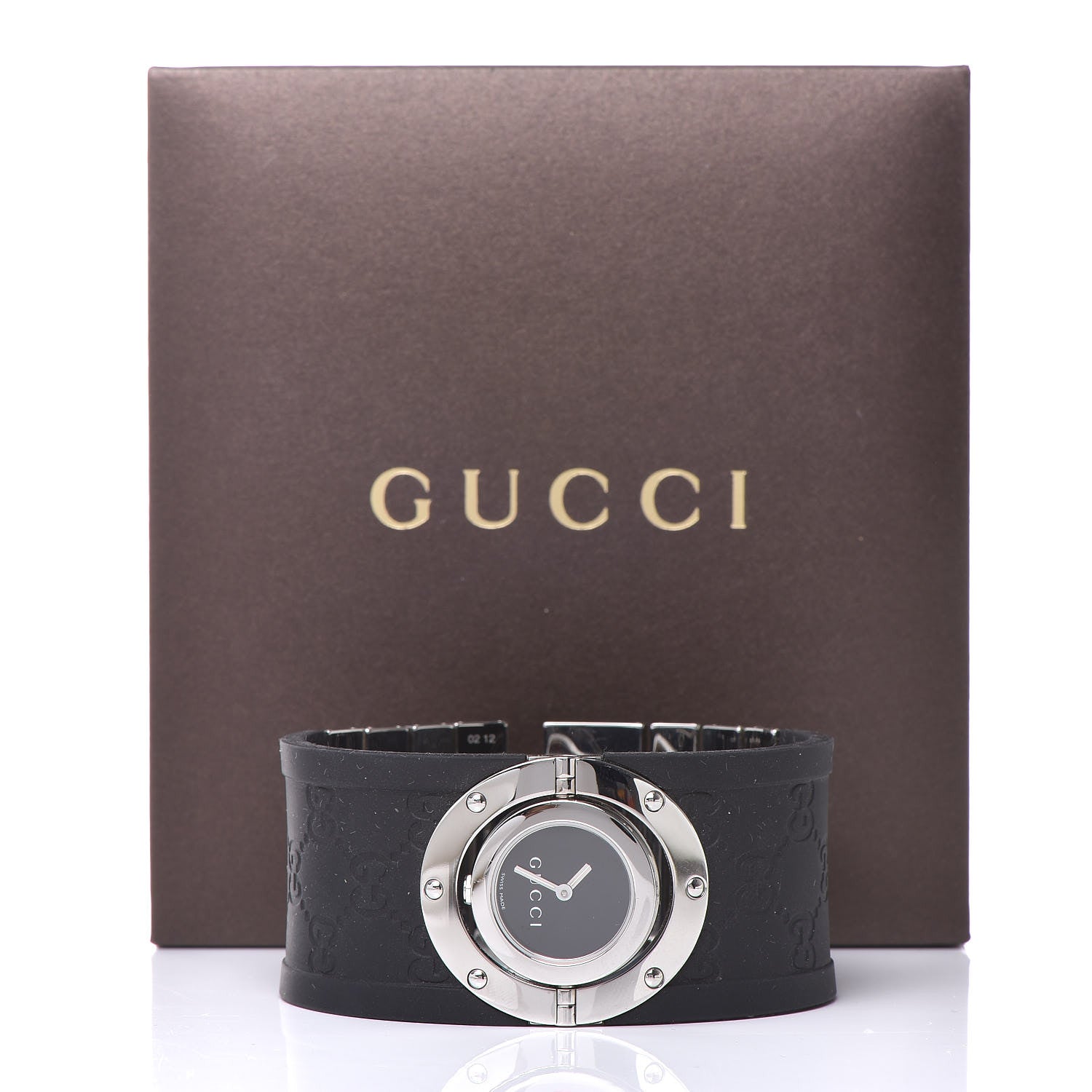 Gucci Stainless Steel Rubber 33mm Twirl Quartz Watch Black 6 of 6
