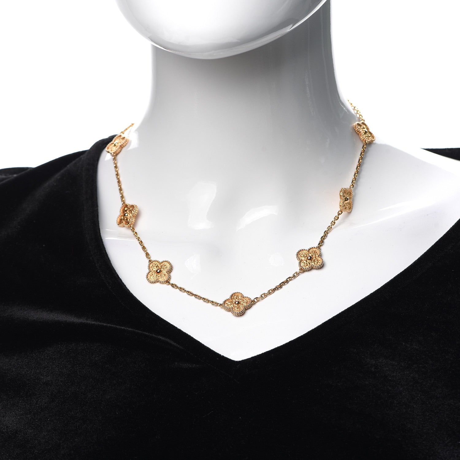 Van Cleef & Arpels 18K Rose Gold 10 Motifs Vintage Alhambra Necklace 2 of 6