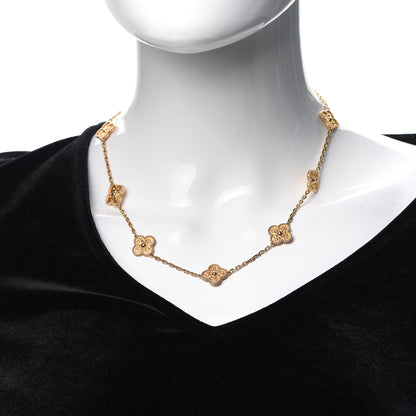 Van Cleef & Arpels 18K Rose Gold 10 Motifs Vintage Alhambra Necklace 2 of 6