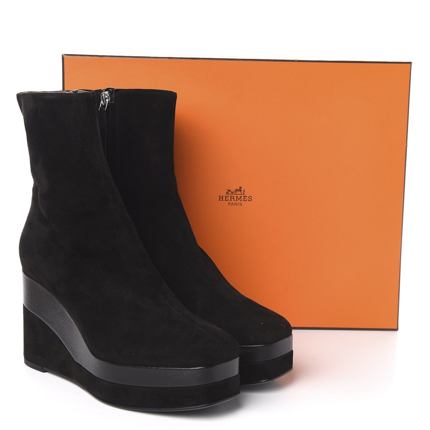 Suede Goatskin Womens Wedge Boot 39 Black