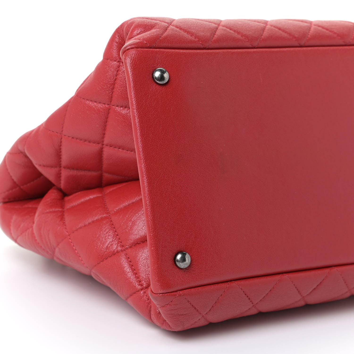 Chanel Shiny Sheepskin Quilted Medium Shopping Tote Red 5 of 17