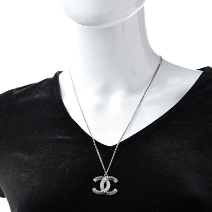 Chanel Baguette Crystal CC Necklace Silver 2 of 6