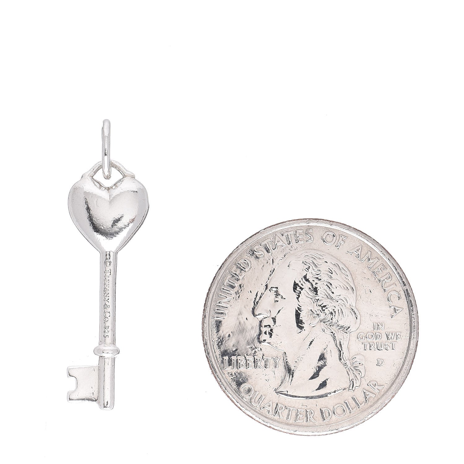 Tiffany Sterling Silver Diamond Heart Key Pendant 2 of 4