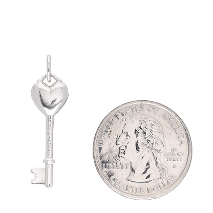Tiffany Sterling Silver Diamond Heart Key Pendant 2 of 4