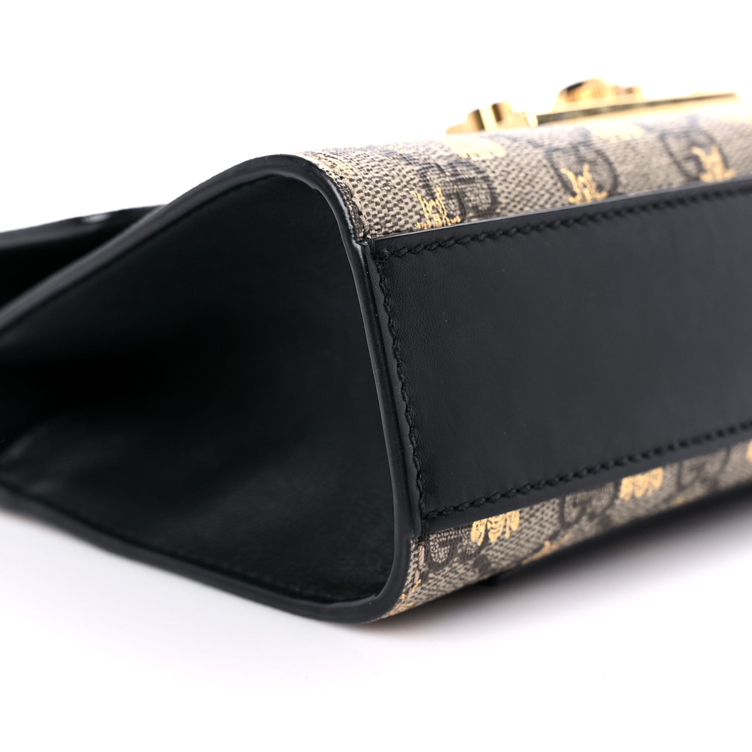 Gucci GG Supreme Monogram Bees Small Padlock Shoulder Bag Black 8 of 14