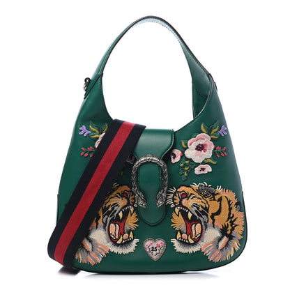 Gucci Calfskin Web Embroidered Small Dionysus Hobo Emerald Green 1 of 9