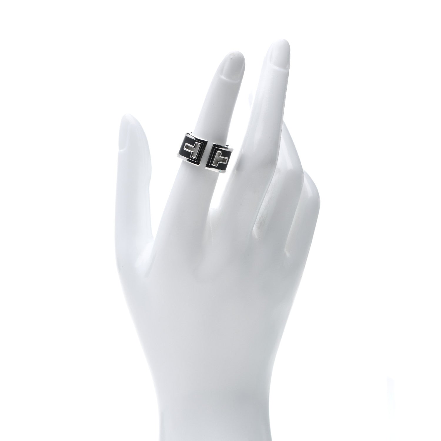 Tiffany Sterling Silver Black Ceramic T Cutout Ring 52 6 2 of 6
